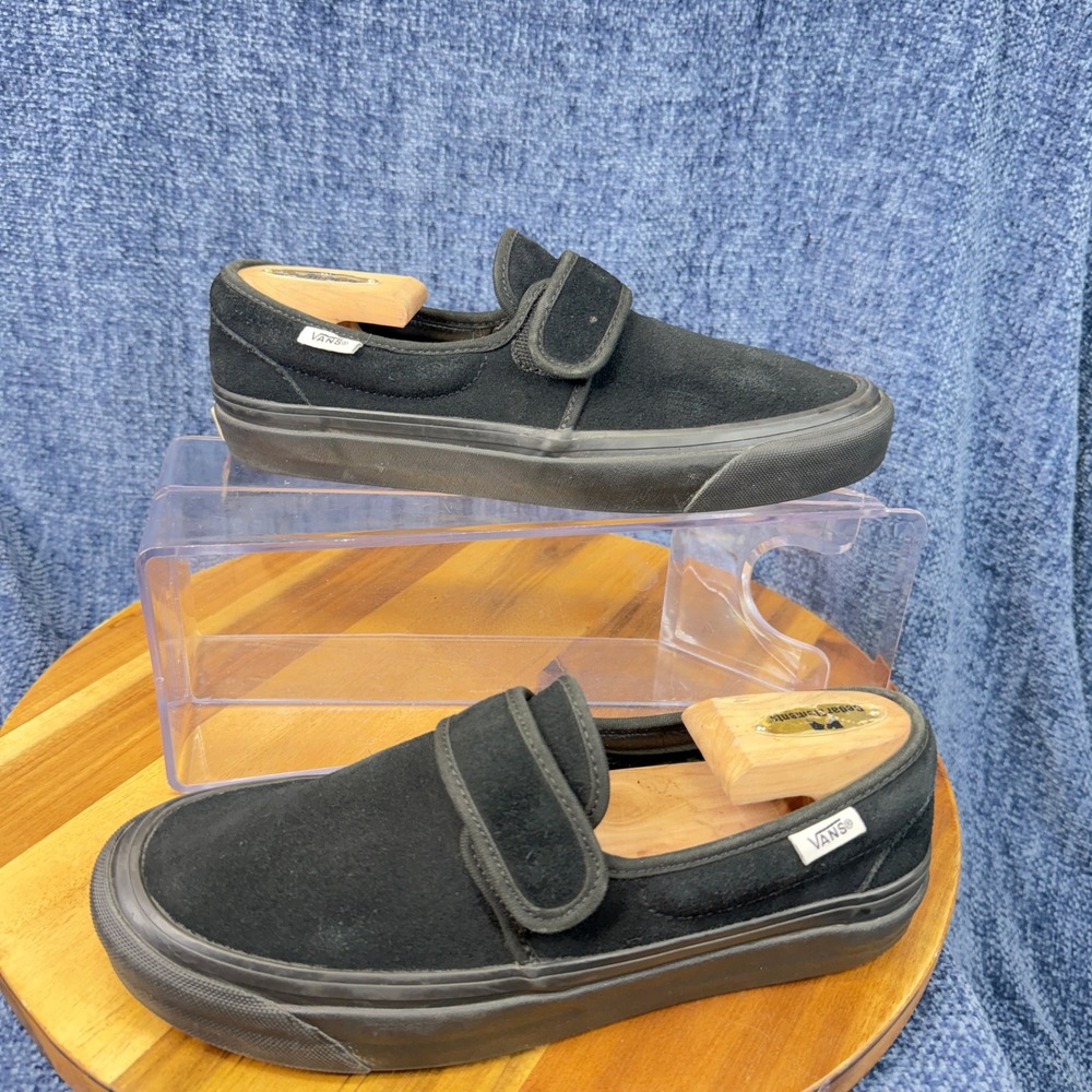 Vans Style 47 Black Suede Hook and Loop Strap Men 6.5 Women 8 Skate Sneakers